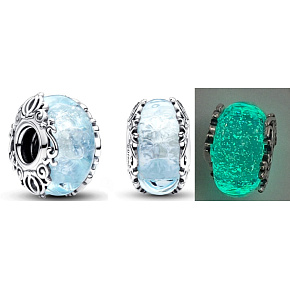 Charm Sterling Silver 925 Luminous Disney Cinderella Murano Glass, Bead for Bracelet Movie
