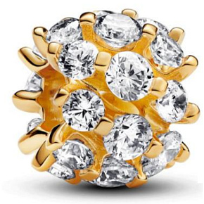 Charm Sterling silver 925 Gold glitter round charm, bead on bracelet symbol