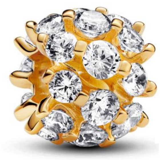 Charm Sterling silver 925 Gold glitter round charm, bead on bracelet symbol
