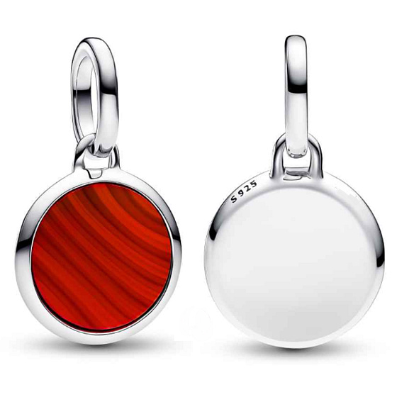 Charm Sterling Silver 925 Mini Locket Red Imitation Agate, Bracelet Pendant Symbol