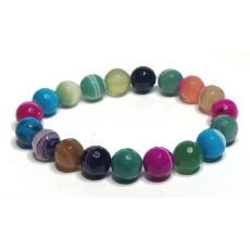 Agate multicoloured facet chakra bracelet elastic natural stone, ball 10 mm / 16 - 17 cm