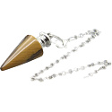 Tiger eye pendulum natural stone 3,5 cm + chain with ball 18 cm, stone of sun and earth, brings luck and wealth