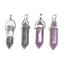 Amethyst pendulum hexagon pendant natural stone 41 x 13 mm, stone of kings and bishops