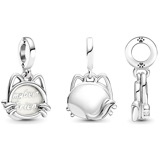 Sterling silver 925 My kitty - my best friend, 2in1 pendant for pet bracelet