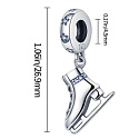 Charm Sterling silver 925 Ice skates with blue cubic zirconia, pendant on bracelet sport