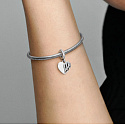 Charm Sterling Silver 925 Heart and Angel, You Left My World.. 2-in-1 pendant for bracelet, family