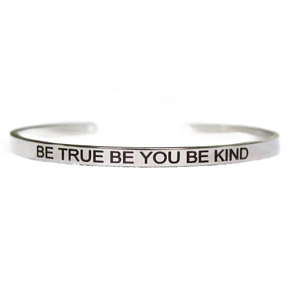 Stainless steel bracelet silver with engraving Be truthful..., open cuff, 4 mm Stainless steel bracelet silver with engraving Be truthful..., open cuff, 4 mm