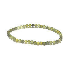 Green zircon faceted elastic bracelet natural stone, 4 mm bead / 19 cm, stone of memory, confidence, and success