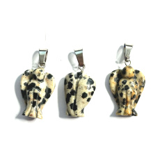 Dalmatian Jasper Angel Pendant natural stone hand-polished 2-2.2cm natural stone, hand-carved abundance, prosperity