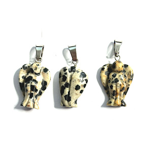 Dalmatian Jasper Angel Pendant natural stone hand-polished 2-2.2cm natural stone, hand-carved abundance, prosperity Dalmatian Jasper Angel Pendant natural stone hand-polished 2-2.2cm natural stone, hand-carved abundance, prosperity