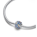 Charm Sterling Silver 925 Planet Mercury and Sparkling Stars, Pendant for Space Bracelet