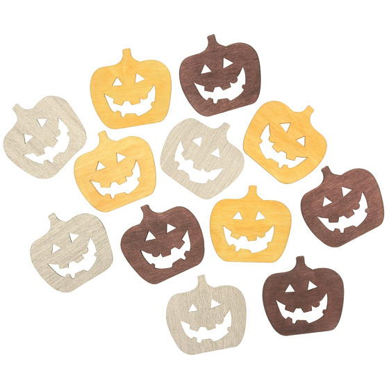 Wooden pumpkins beige-yellow-brown 4 cm 12 pieces