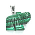 Malachite Elephant pendant natural stone, hand cut figurine 1,8 x 2,5 x 8 mm, wishing stone