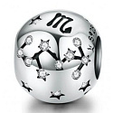 Scorpio zodiac sign, pendant for bracelet silver + cubic zirconia, ball 9 mm 1 piece
