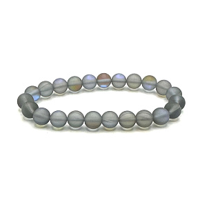 Opalite labradorite matte bracelet elastic, synthetic stone bead 8 mm / 16-17 cm, wishing and hope stone