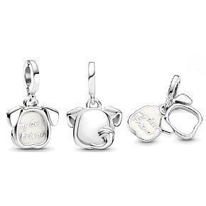 Charm Sterling Silver 925 Dog - My Dog - My Best Friend, 2-in-1 Pet Bracelet Pendant