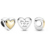 Sterling silver 925 Heart domed gold, love bead on bracelet