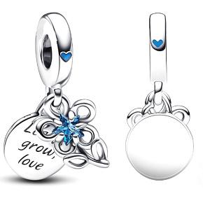 Sterling silver 925 Blossoming flower 2in1, pendant for bracelet family