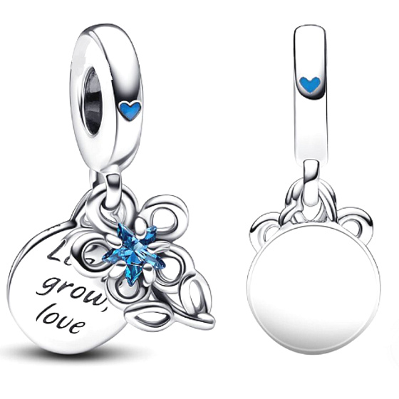 Sterling silver 925 Blossoming flower 2in1, pendant for bracelet family