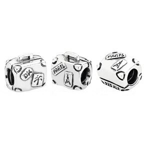 Charm Sterling silver 925 Travel case Paris, travel bracelet bead