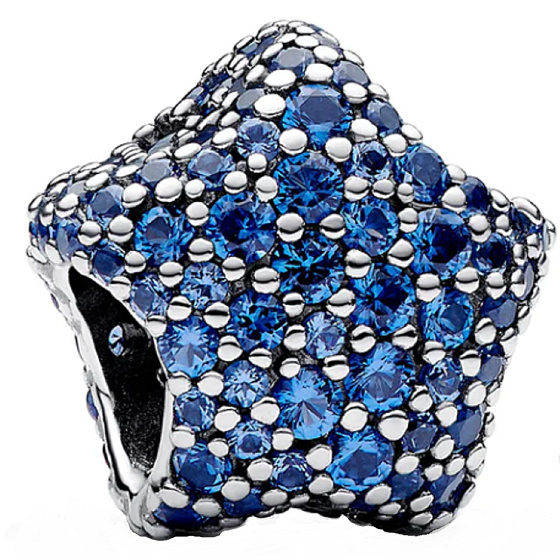 Charm Sterling silver 925 Star peacock blue, bead for bracelet universe