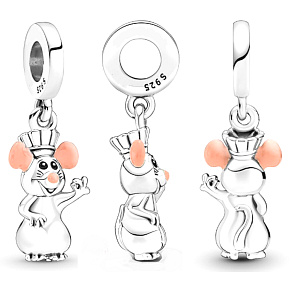 Charm Sterling silver 925 Disney Remy rat, bracelet pendant