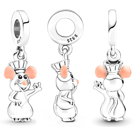 Charm Sterling silver 925 Disney Remy rat, bracelet pendant