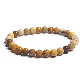 Coral fossil Chrysanthemum bracelet elastic natural stone, ball 6 mm / 16 - 17 cm