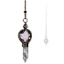 Rose quartz pendulum + clear quartz + bronze, natural stone pendant 7,7 cm, chain approx. 26,5 cm