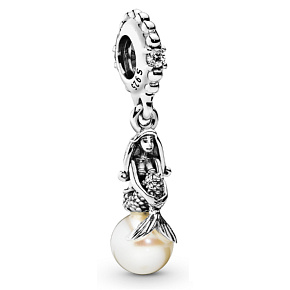 Sterling silver 925 Little Mermaid - pearl, travel bracelet pendant