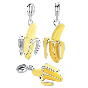 Charm Sterling silver 925 Banana, food and drink bracelet pendant