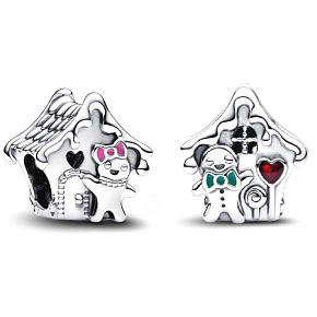 Charm Sterling silver 925 Gingerbread house - sweet home, bead for Christmas bracelet