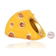 Charm Sterling silver 925 Emmental - punched cheese, bead for bracelet, food and drink