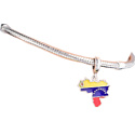 Charm Sterling Silver 925 Venezuela Flag - Swinging Map, Travel Bracelet Pendant