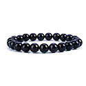 Agate black matte bracelet elastic natural stone, bead 8 mm / 16-17 cm, gives courage and strength