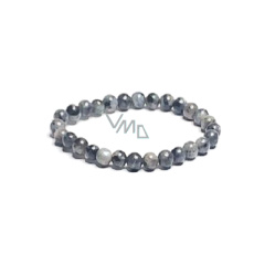 Labradorite black bracelet elastic natural stone, ball 6 mm / 16 - 17 cm, stone of transformation