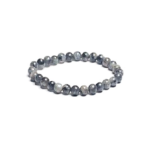 Labradorite black bracelet elastic natural stone, ball 6 mm / 16 - 17 cm, stone of transformation