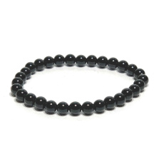 Onyx black bracelet elastic natural stone, ball 6 mm / 16 - 17 cm, life force stone