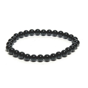 Onyx black bracelet elastic natural stone, ball 6 mm / 16 - 17 cm, life force stone