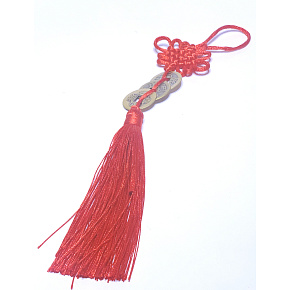 3 Chinese copper coins, FengShui knot Ancient I Ching, protection, prosperity