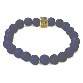 Lava steel blue with royal mantra Om, bracelet elastic natural stone, ball 8 mm / 16-17 cm, born of the four elements Lava steel blue with royal mantra Om, bracelet elastic natural stone, ball 8 mm / 16-17 cm, born of the four elements