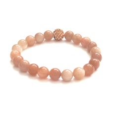 Sunstone bracelet elastic natural stone, bead 8 mm / 16-17 cm, hides the power of the Sun and fire