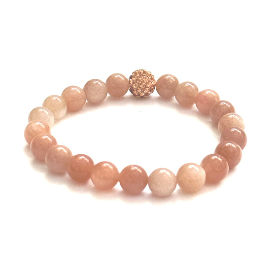 Sunstone bracelet elastic natural stone, bead 8 mm / 16-17 cm, hides the power of the Sun and fire