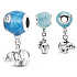Charm Sterling silver 925 Elephant with blue balloon, pendant on bracelet family