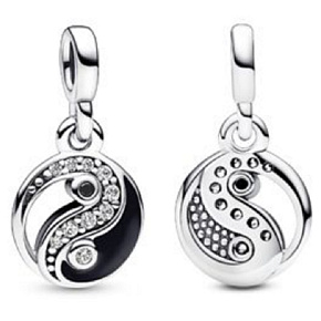 Charm Sterling Silver 925 Yin and Yang - Mini Medallion Shimmering, Pendant Bracelet Symbol Charm Sterling Silver 925 Yin and Yang - Mini Medallion Shimmering, Pendant Bracelet Symbol