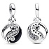 Charm Sterling Silver 925 Yin and Yang - Mini Medallion Shimmering, Pendant Bracelet Symbol