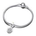 Sterling Silver 925 Sparkling Sun Charm, Universe Bracelet Pendant