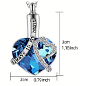 Commemorative Pendant, Heart, Waterproof, Stainless steel blue - Forever in your heart, 20 x 30 mm