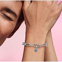 Charm Sterling silver 925 Blue Heart - Mini medallion, love bracelet pendant