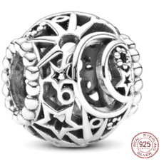 Charm Sterling silver 925 Sun, moon and stars, bead on bracelet universe